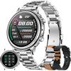 ZPIMY Smartwatch Uomo Chiamata Bluetooth e Risposta Vivavoce, Smart Watch Orologio Fitness Intelligente con Cardiofrequenzimetro,Pressione Sanguigna,SpO2,Notifiche Messaggi,Android iOS (Acciaio Argentato)