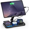 Padwa Lifestyle Supporto Tablet, Tavolo di Supporto iPad con Ricarica Wireless, Tavolo di Tablet Stand con Regolazione Girevole Multi-Angolo, iPad Stand per Tablets e Telefono Cellulare