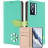 MOJIA Custodia a Portafoglio per Vivo Y76 5G / Y76s, Cover in Pelle PU Flip con Fiore e Chiusura Magnetica Foglia, Slot Carte, Funzione Stand.-Grey