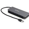 StarTech.com Hub USB 3.0 a 4 porte da USB-A a 4x USB-A, 5Gbps portatile, USB alimentato via bus con cavo integrato 28cm (HB30AM4AB)