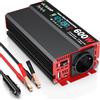 OLTEANP Inverter Da 12Va 230V a Onda Sinusoidale Pura, Convertitore Di Tensione 600W Con Display LCD, Prese AC, Connessione 36W Type-C, Connessione Usb 5V/3A Per Camion, Case, Veicoli