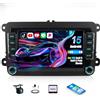 CAMECHO 2+64G Android 15 Carplay Autoradio per VW Golf 5 6 Polo 5 T5 Skoda Passat B6 B7 Seat, Nav Wireless Carplay Android Auto, Schermo da 7 Radio WiFi Bluetooth Mirror Link FM/RDS EQ+Telecamera