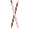 FAFALITHIC 2 custodie in silicone compatibili con Apple Pencil di prima generazione, antiscivolo e comoda impugnatura (marrone + rosa)