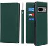 Cavor Cover Google Pixel 7A con Cordino,Flip Vera Pelle Portafoglio Custodia in Pelle Genuine,[3 Porta Carte][Magnetica][RFID-Blocker],Custodie Case Cover Libro per Google Pixel 7A - Verde Scuro
