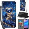PHINIENLAND Cover per Huawei P20 Lite Case PU Pelle Custodia [Kickstand] [Chiusura magnetica] [Slot per Schede], Portafoglio Flip Custodia per Huawei P20 Lite,Rose blu