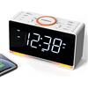 iTOMA Radiosveglia, Orologio da 1,4 con Display a Led Bianco, Bluetooth, Radio FM, Doppia Sveglia, Timer di Spegnimento, Snooze, Dimmer Automatico e Manuale, Caricatore USB e Luce Notturna CKS718