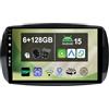 KeiDilie 9 [6G+128G] IPS Android 15 Autoradio per Mercedes Benz Smart 453 Fortwo 2014-2020-Integrato Wireless CarPlay | Android Auto | DSP | GPS | Bluetooth 5.0 | 360 Camera| Mirror Link+CAM&MIC