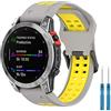 Miimall Cinturino in silicone Quick Fit da 22 mm compatibile con Garmin Fenix 7, band sportivo traspirante leggero impermeabile regolabile a sgancio rapido, strap per Garmin Fenix 7-grigio+giallo