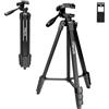 MOSISO Treppiede Fotocamera Telefono 58 pollici,Tripod Viaggio Leggero con | Supporto Tablet Fotocamere Mirrorless/Telefoni/Proiettori/Luci Ad Anello/Cannocchiali, per Vlogging/Riprese,Portata 3 Kg,Nero