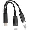 HOYULLI Adattatore doppio USB C Jack Cuffie Caricabatterie (2 in 1) Tipo C Audio Cavo Connettore per iPhone 16 15 per Apple Audio Adapter Compatibile con Samsung S25 Convertitore per iPad Headphone