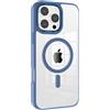N NEWTOP Cover CV44 Compatibile Apple iPhone 16 Pro, Custodia Case TPU Rigida e Morbida Bordi Colorati Retro Trasparente Ricarica Wireless Hard Case Posteriore Anti Urto Cromata Pulsanti (Blu)