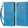 KENHONER Compatibile Cover con Honor 10 Lite/Huawei P Smart 2019,Premium Pelle PU Portafoglio Flip Libro Custodia Cover per Huawei P Smart 2019 [Protezione Completa] (Blu Farfalla)