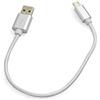 System-S Cavo Micro USB a USB A 2.0 intrecciato in nylon bianco, argento, 25 cm
