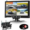 VECHTEL 4*Telecamera posteriore wireless con monitor da 9 pollici 1080p,schermo diviso in 4 parti/assistenza al parcheggio,telecamera posteriore AHD IP68 per visione notturna per SUV,camion camper