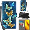 Haninsuze Cover per Xiaomi Poco X3 NFC/ X3 Pro / X3 Custodia Cover Pelle Libro Portafoglio con Porta Carte Magnetica Protezione Antiurto Cuoio Flip Case Custodia Cover per Xiaomi Poco X3, farfalla dorata