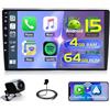 Hikity Double Din 4+64G Android 15 Autoradio 10.1 Inch Touchscreen, Carplay Android Auto Wireless Radio con GPS Navigation/Mirror Link/Bluetooth/DSP+AHD Telecamera Posteriore