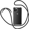 KetteTech Cover con Cordino per iPhone 14 Pro Max, Custodia a Tracolla Trasparente Morbido Silicone Necklace Regolabile Staccabile Shock Absorption Antiscivolo Protettiva Case in Nero