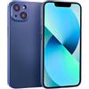 doupi UltraSlim Custodia per iPhone 13 Mini (5,4 Pollici), Satinato fine Piuma Facile Mat Semi Trasparente Cover, Blue
