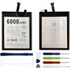 Duotipa Batteria di ricambio BAT21ZN1336000, compatibile con Doogee S98, 6000 mAh, con kit di strumenti di riparazione