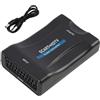 Bgfaquri Convertitore da scart a HDMI, adattatore da scart a HDMI, 720p, 1080p, ingresso scart unidirezionale a uscita H-DMI con cavo di alimentazione USB per DVD, VCR, set top box, monitor TV VHS, proiettore