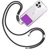 TBOC Cordino Catenella Laccio Strap Porta Cover [Nera] con Toppa di Fissaggio [Viola] per Telefono Cellulare da Collo - Tracolla Catenina con Cordini Accessori Telefoni Universale Laccetti