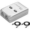 CERRXIAN USB 2.0 - Switch manuale per stampante 2 in 1, adattatore per periferiche di condivisione stampante, 2 porte USB B convertitore hub switch a 2 porte con 2 cavi per stampante USB (5 piedi/1,5
