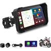 Jansite 6,25 pollici Carplay Moto con TPMS, Schermo Moto Compatibile CarPlay & Android Auto Impermeabile IP67 Navigatore GPS con Bluetooth Assistente vocale