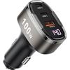 Blsyetec Adattatore per caricabatterie da auto USB C, adattatore per accendisigari da 100 W, presa USB da 12 V con voltmetro, ricarica rapida per iPhone 17/Air/16/15 Pro Max, Samsung Galaxy