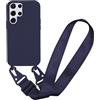 MBSLFY Cover Cordino per Samsung Galaxy S25 Ultra Custodia con tracolla, Regolabile Cellulare con Collana TPU Corda Silicone con Practical Stylish Custodia telefono - Blu navy