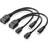 conecto CC20119 Cavo Adattatore USB OTG, Micro USB 2.0 Maschio a USB Femmina Tipo A + Connettore di Alimentazione (2 Pezzi), 0,20m
