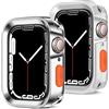 ZZDZZ [2 Pezzi] Cover Compatibile con Apple Watch Series 9/8/7 45mm Series 6/SE/5/4 44mm, Flessibile Morbida TPU Bumper Custodia Protettiva per iWatch (Argento/Trasparente)