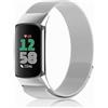 PaceBid Cinturino per Fitbit Charge 6/Fitbit Charge 5, Acciaio Inossidabile in Metallo Cinturino Donna Uomo Magnetico Cinturino Sgancio Rapido di Ricambio per Fitbit Charge 6 - Argento