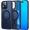 Nekiyo Tech Progettato per iPhone 16 Pro con custodia a bordo rialzato per lenti Protezione militare contro cadute Design sottile traslucido opaco Cover magnetica anti-impronte 6.3 Blu
