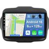 YUNTX [6GB+128GB] Android 16 Autoradio für Jeep Renegade 2015-2018-[Integriertes CarPlay/Android Auto/DSP/GPS]-9"IPS 2.5D-Kamera+MIC-DAB/Mirror Link/Bluetooth 5.0/360 Kamera/Lenkradsteuerung