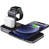 Mangotek Stazione di Ricarica Induttiva,3 in 1 Caricatore Wireless per iPhone 15/14/13/12/11/Pro/Max/XS/XR/X/8/Plus, Apple Watch 7/6/5/4/3/2/SE, AirPods 3/2/Pro