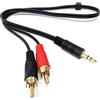 Drut Cavo Audio Stereo Aux Phono da 50 cm Corto da 3,5 mm a Doppio RCA Cavo Mini Jack Cavo sdoppiatore a Y Cavo per Cuffie Adattatore sdoppiatore RCA a Y Connettori Oro Nero da 1,6 Piedi
