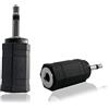 MICMXMO 2 pezzi da 2,5 mm maschio mono maschio a 3,5 mm Momo femmina maschio per microfono autoradio da 3,5 mm, adattatore jack audio AUX per microfono da 3,5 mm, ricevitore IR, nero