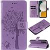 Zicgxin per Cover Galaxy A34 5G, Custodia Cover Protettiva in Cuoio Flip Libro Portafoglio Resistente Antiurto con Supporto per Samsung Galaxy A34 5G (Gatto-Viola)