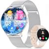LIGE Smartwatch da donna, 1,43 HD AMOLED Smartwatch con funzione telefonica, orologio sportivo in oro nero con 120+ modalità sportive, monitoraggio del sonno, ciclo mestruale,Argento