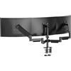 suptek Supporto per monitor triplo - 3 monitor con braccio per monitor a molla a gas adatto a tre schermi LCD piatti da 17 a 32 con morsetto, nero MD8003