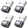 MMOBIEL Adattatore USB a USB-C - 4 Pack - Convertitore Cavo Carica Type-C Compatibile con iPhone 17 16 15 14 13 Pro Max, iPad Air, AirPods, Samsung Galaxy S26 S25 S24 S23
