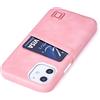 Dockem - Custodia a Portafoglio per iPhone 12 mini: Piastra Metallica Integrata per Montaggio Magnetico e 1 Porta Carte di Credito: Exec M2 da 5.4, in Pelle Sintetica Liscia (Rosa)