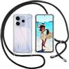 ISOI Cover con Cordino per Xiaomi Redmi Note 14 4G(no para 5G), Custodia Trasparente con Collana Tracolla Laccio Collo Ultra Sottile Morbido TPU Silicone Antiurto AntiGraffio Case, Nero