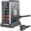 Puiseno Caricatore USB C 10 in 1 e 660 W, multiuso, GaN 3, USB, multiplo con 6 x USB-C + 4 x USB-A, PD140 W, 65 W, 60 W, 30 W Power Delivery stazione di ricarica per MacBook Pro/Air, iPhone, iPad, Samsung
