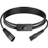 PNGKNYOCN C8 a C7 con cavo di prolunga per interruttore, AC 250 V 2,5 A IEC 320 C8 a C7 con cavo adattatore di alimentazione on/off per Smart TV, monitor, lampada da scrivania e altro ancora (1,5 M