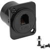 QIANRENON RJ11/RJ9 4P4C Connettore passante per montaggio a pannello CAT3 RJ9 da femmina a femmina Linea telefonica tramite jack, pannello XLR/montaggio a pannello D-Type per cuffie telefoniche IP