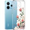 Guxira Cover Protettiva per Xiaomi Redmi Note 14 4G Versione UE, Carino Antiurto Trasparente Silicone Custodia Floreale Design Cover Antipolvere Protettiva Case per Redmi Note 14 4G - Rosa