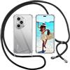 ISOI Cover con Cordino per Honor 400 Pro 5G, Custodia Trasparente con Collana Tracolla Laccio Collo Ultra Sottile Morbido TPU Silicone Antiurto AntiGraffio Case, Nero