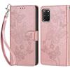 KENHONER Custodia per Samsung Galaxy S20 Plus Cover, Oro rosa Farfalla | Portafoglio in Pelle PU Retro, Antiurto Flip, Slot per Schede, Funzione Stand, Chiusura Magnetica
