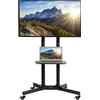 VIVO STAND-TV03E - Carrello mobile per TV da 32 a 83 pollici fino a 50 kg, LCD LED OLED 4K Smart Flat e Curvi, Supporto con ripiano DVD per laptop, ruote di bloccaggio, VESA max 600 x 400, nero